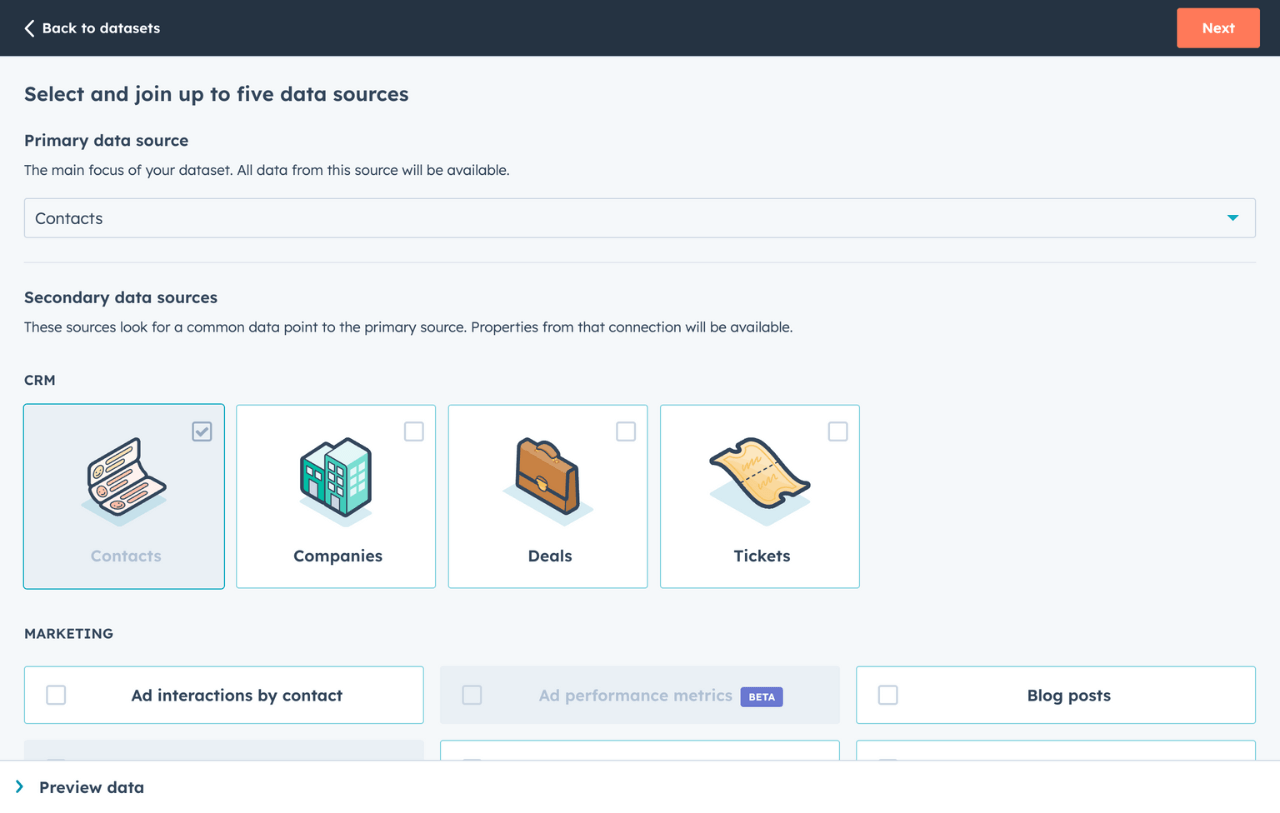 view of how to set up your data for calculations and reporting