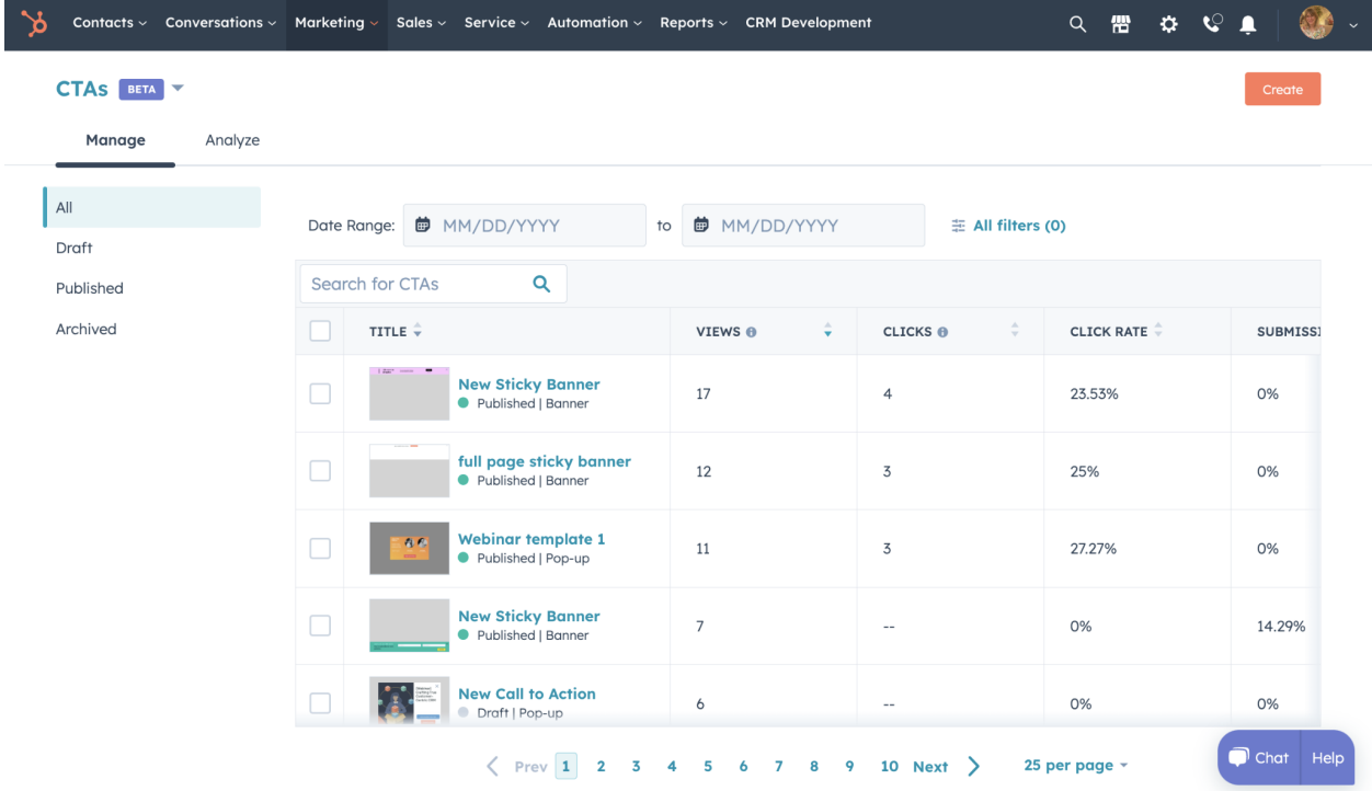 Analyze the performance of your CTAs